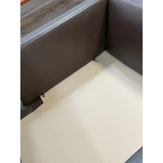 Contemporary Leather Sectional + Left Chaise, Dark Brown For Sale - Image 9 of 12