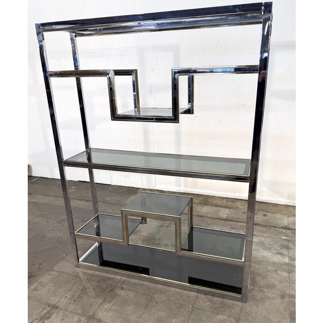 Romeo Rega Chrome and Brass Étagère / Library, Italy, 1970s For Sale - Image 10 of 11
