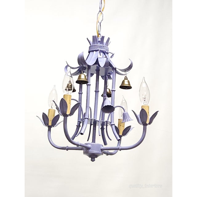 Purple Darlingest Petite Vintage Italian Tole Faux Bamboo Pagoda Lavender Chandelier ~ Rewired ~ Restored ~ Rejuvenated ~ Ready to Hang ~ For Sale - Image 8 of 12