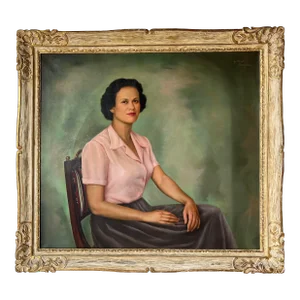 Gilbert Banever (1913-2003) Oil Woman Portrait Painting, Frame