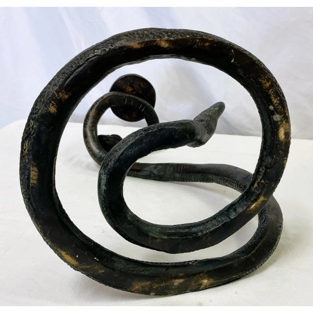 Vintage Cast Iron Coiled Snake Stand With Baby Snake For Sale - Image 12 of 12