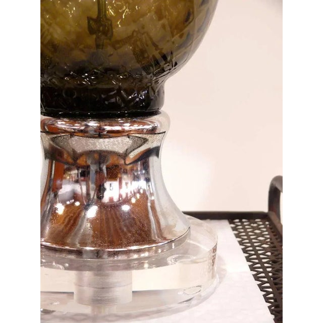 1960s Italian Grey Glass Table Lamps - A Pair For Sale - Image 5 of 10