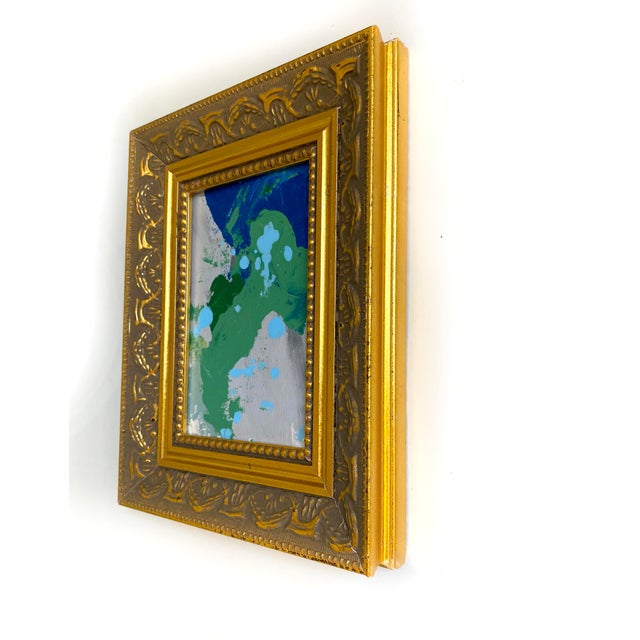 Abstract "Around the World" Framed Mini Painting by Jessalin Beutler For Sale - Image 3 of 4