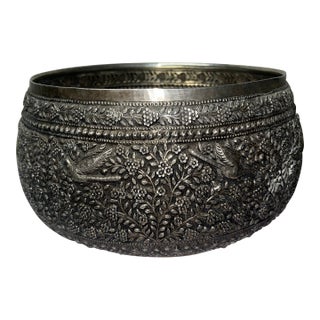 Sterling Silver Burmese Buddhist Offering Bowl For Sale