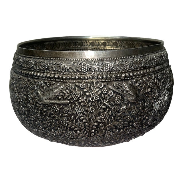 Sterling Silver Burmese Buddhist Offering Bowl For Sale