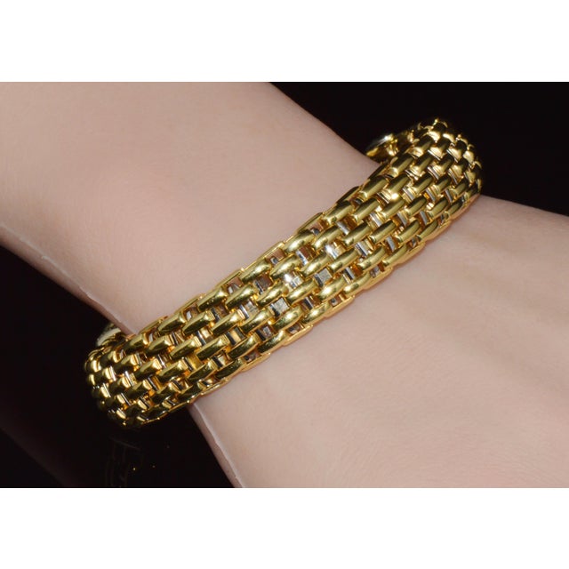 Rare Vintage Fope 1.00ct Natural Diamond Flex'it 18k Gold Open Cuff Bangle Bracelet For Sale - Image 9 of 13
