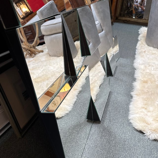 Machine Age Modern Faceted Slopes Wall Mirror, Style of Neal Small For Sale In San Francisco - Image 6 of 12