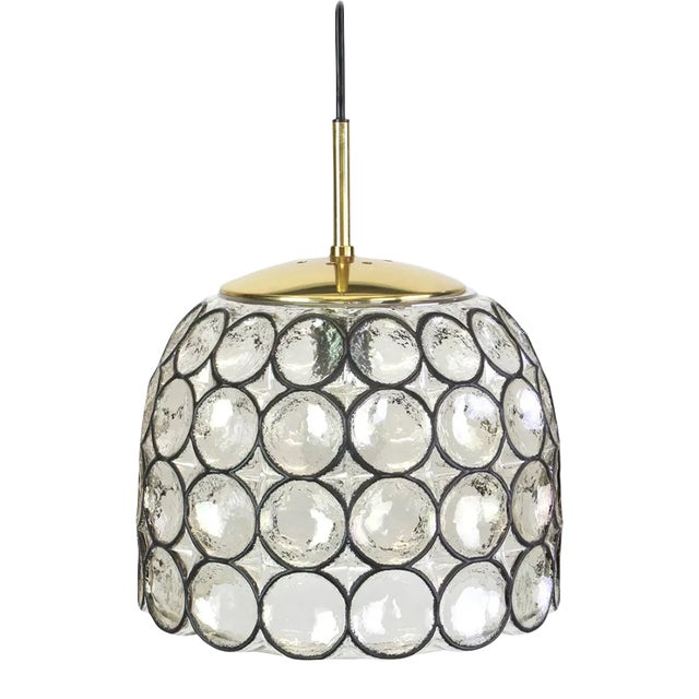 Iron and Clear Glass Pendant Lights by Limburg, Germany, 1960s For Sale