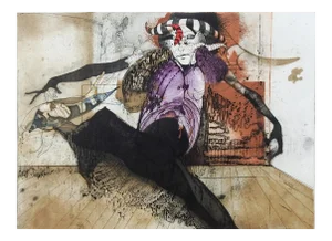 Mid Century Surreal Abstract Color Etching by Tony Bass