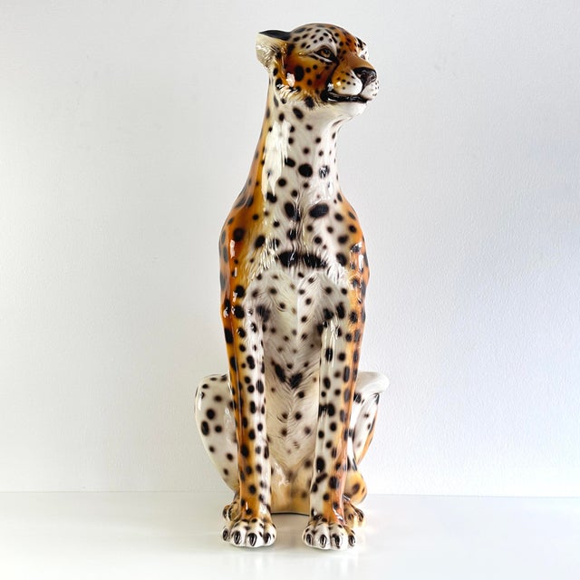 20th Century Italian Ceramic Leopard Floor Sculpture For Sale - Image 4 of 18