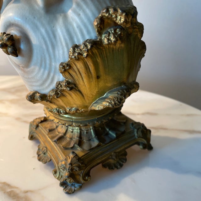 1920s Art Nouveau Porcelain Gilt Bronze Vase For Sale - Image 9 of 13