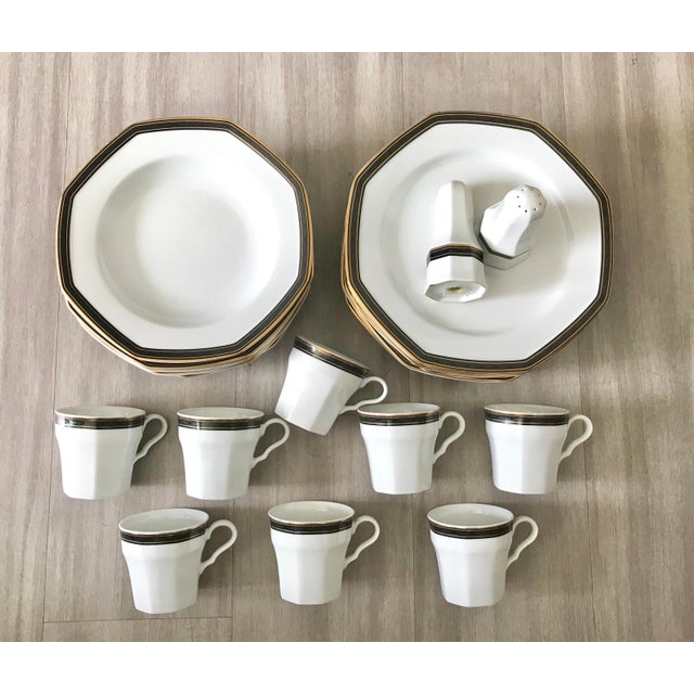 Christopher Stuart Black Dress Black & Gold Octagon Dinnerware for 8