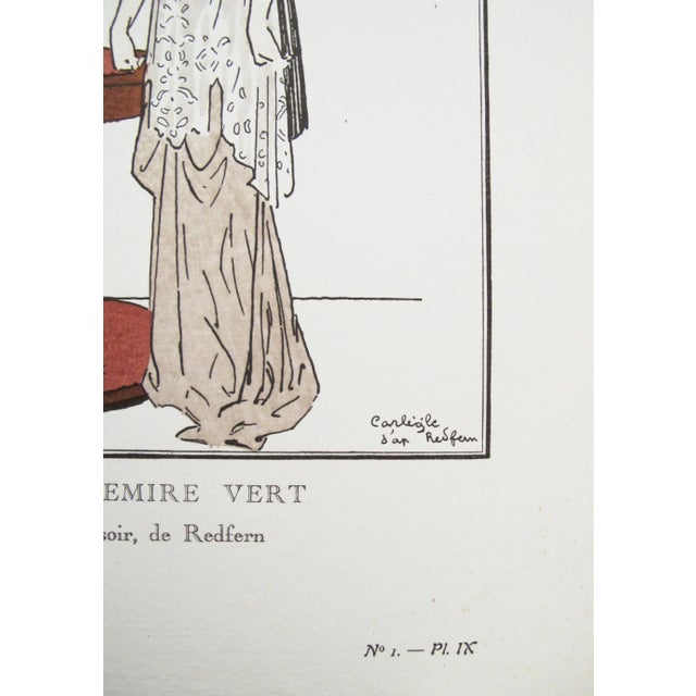 1912 Gazette du Bon Ton Fashion Plate, Cachemire Vert For Sale - Image 4 of 5