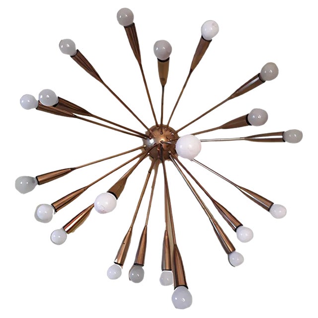 Large 21 Light Supernova Brass Sputnik Chandelier from Kalmar, 1950s For Sale