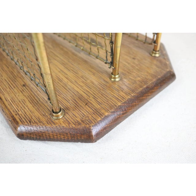 Edwardian Period Oak and Brass Magazine Stand For Sale - Image 6 of 7