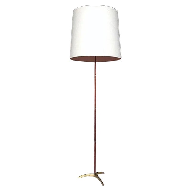 Rosewood & Brass Tripod Floor Lamp with Crow Foot, 1960s For Sale