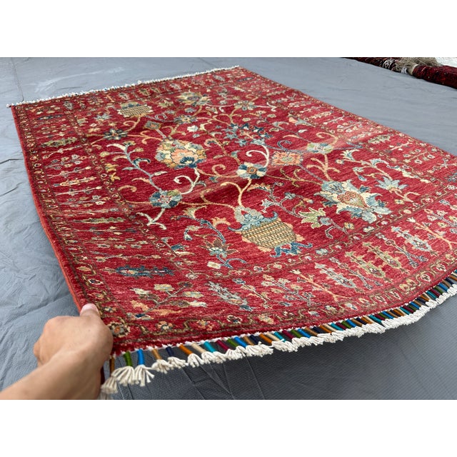 Hand-Knotted Afghan Chobi Ziegler Sultanabad Rug - 6'5" X 5'0" For Sale - Image 4 of 12