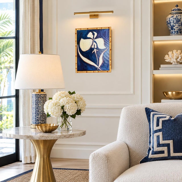 A breathtakingly beautiful and deeply atmospheric original painting featuring a single iris rendered in luminous cream and...