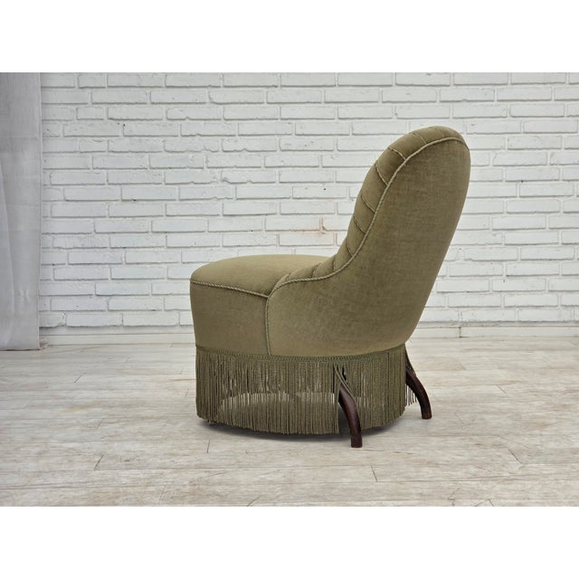 Danish Easy Chair in Green Furniture Velour, 1960s For Sale - Image 10 of 16