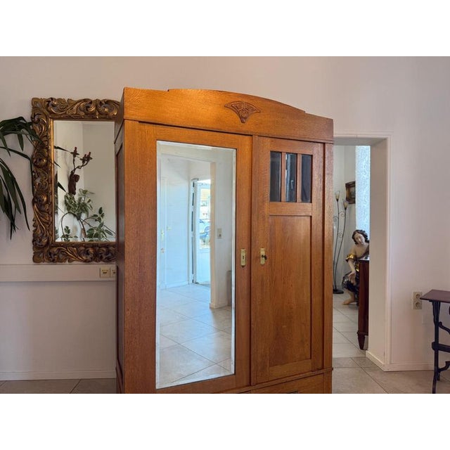 Art Nouveau Mirrored Wardrobe, 1890s For Sale - Image 3 of 18