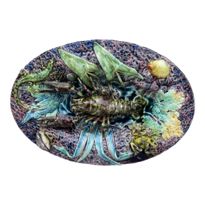19th Century Majolica Palissy Crawfish Platter Thomas Sergent