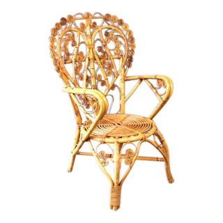 Vintage Rattan Peacock Style Chair For Sale