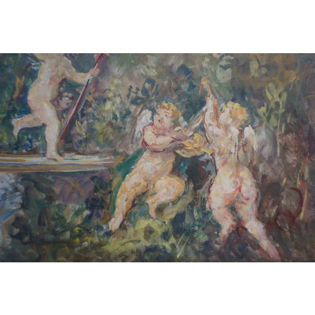 Herman Lipot "The Garden" Oil Painting on Canvas Early 20c For Sale In West Palm - Image 6 of 11