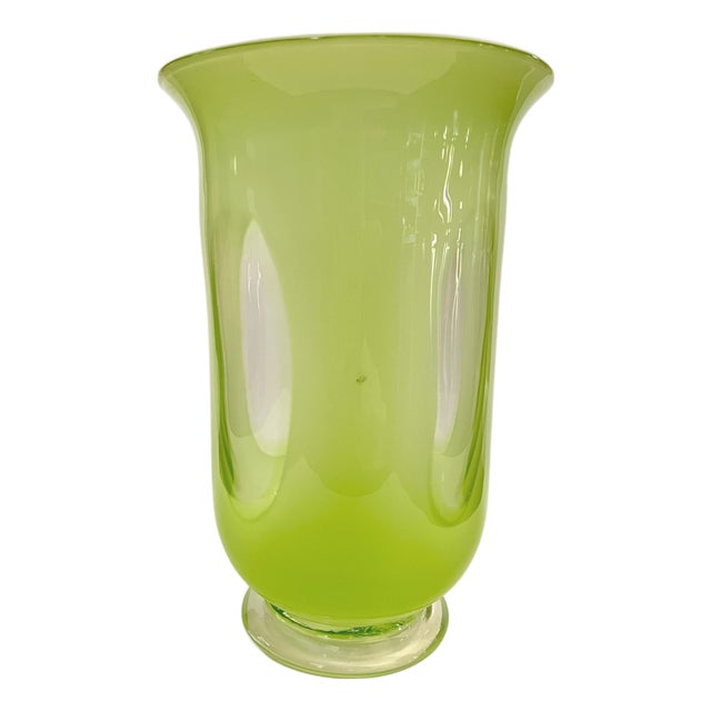 Mid 20th Century Large Empoli Verde Pedestal Vase For Sale