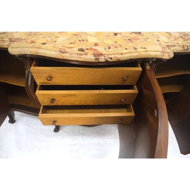 Very Fine Extra Large French Inlaid Bombe 3 Doors Dresser Fitted Drawers MINT For Sale - Image 16 of 18