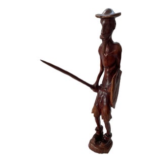 Vintage Don Quixote Wood Carving Sculpture For Sale