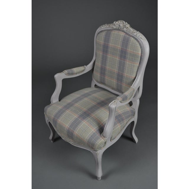Antique Louis Philippe Armchair with Tartan Upholstery For Sale - Image 9 of 15