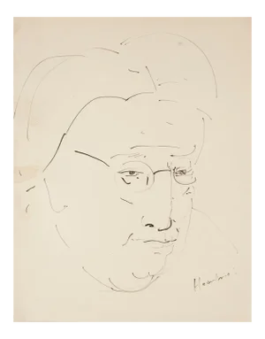 Faces - Four Original China Ink Drawings by Unknown Master 20th Century Mid 20th Century