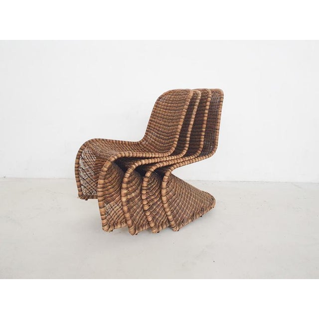 Rattan S-Chairs in the style of Verner Panton, Set of 4 For Sale - Image 4 of 9