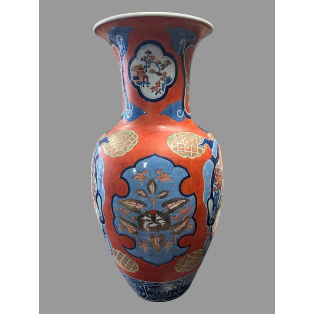 Antique Imari Porcelain Floral Decorated Floor Vase For Sale - Image 6 of 12