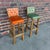 Orange Pair of Ranch Oak Rustic Leather and Wood Bar Stools For Sale - Image 8 of 12