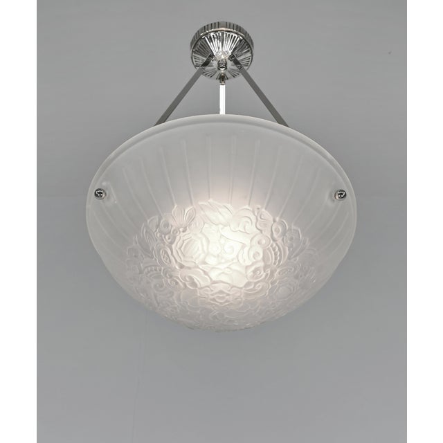 Hettier & Vincent French Art Deco Pendant Light by Hettier Et Vincent & Hanots 1920s France For Sale - Image 4 of 12