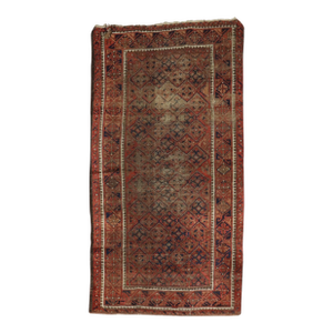 Zabihi Collection Tribal Brown Orange Distressed Persian Balouch Rug