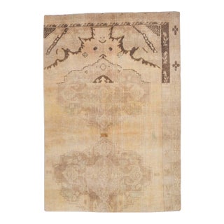 1970s Vintage Handmade Wool Cotton Turkish Beige Runner Rug For Sale
