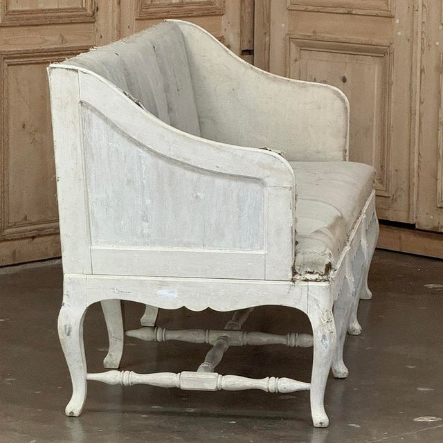 18th Century Swedish Rococo Bench in Hand-Scraped Painted Finish For Sale - Image 15 of 18