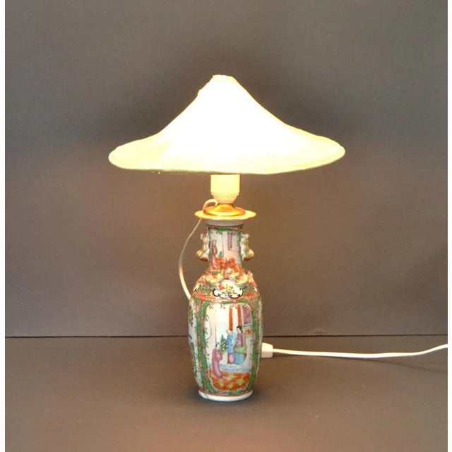Cantonese Rose Porcelain Table Lamp For Sale - Image 5 of 10
