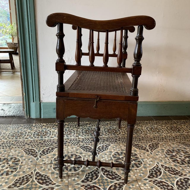 Wood Antique Bench in Wood & Cane, 1890s For Sale - Image 7 of 16
