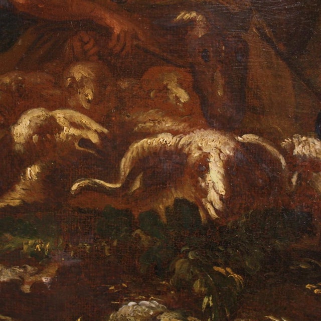 Italian Artist, Landscape with Pastoral Scene, 1720, Oil on Canvas, Framed For Sale - Image 13 of 15