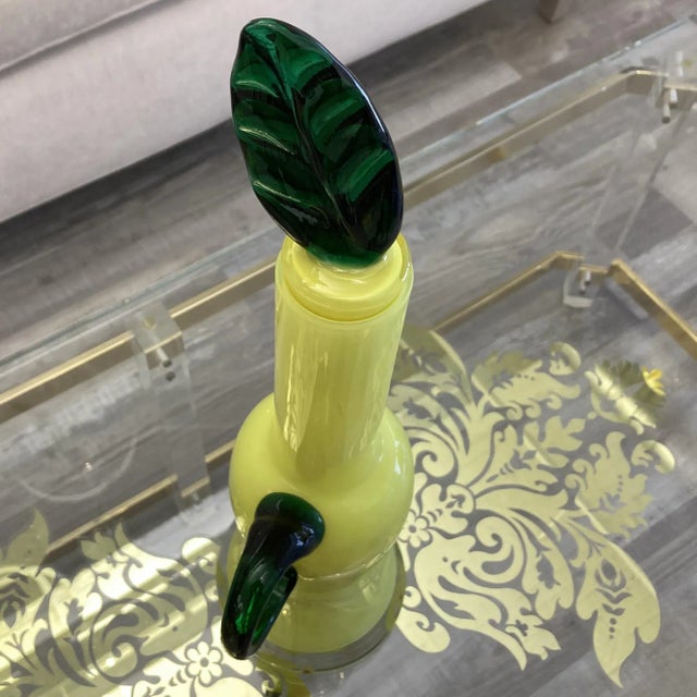 Vintage Canary Cased Glass Decanter For Sale - Image 4 of 10