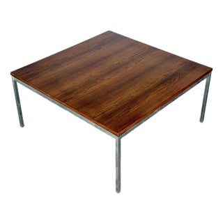 1960s Florence Knoll Rosewood + Chrome Cocktail Table - Mid Century Coffee Table For Sale