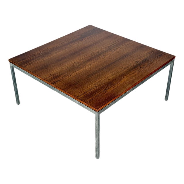 1960s Florence Knoll Rosewood + Chrome Cocktail Table - Mid Century Coffee Table For Sale