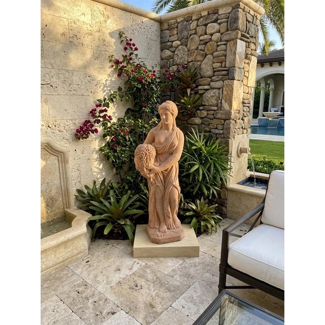 Vintage Neoclassical Terracotta Garden Statue of Flora For Sale - Image 10 of 12
