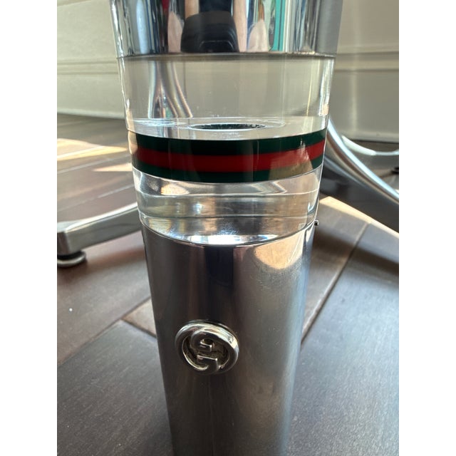 Gucci Gucci Chrome and Acrylic Scarce Table Lighter Box For Sale - Image 4 of 9