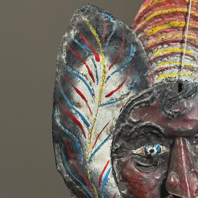 Antique Mexican (Guerrero) Hammered Copper Folk Art Festival Mask For Sale In Philadelphia - Image 6 of 8