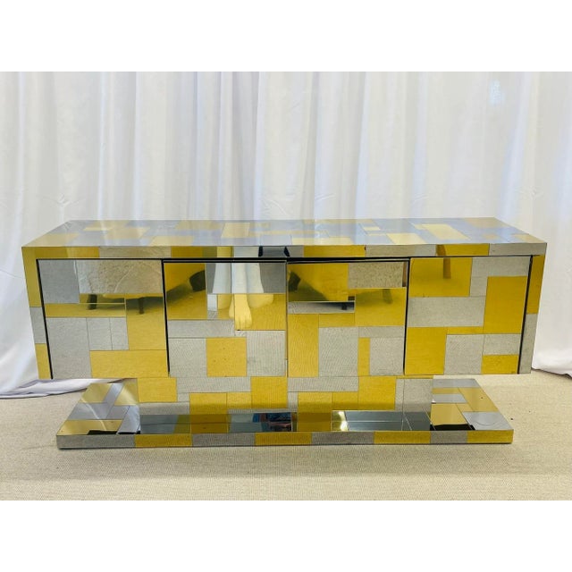 Original Paul Evans Cabinet, Sideboard, Cityscape Brass and Chrome, Signed An Original Paul Evans. A cityscape cabinet in...