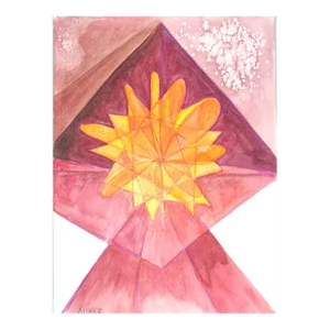 "Super Nova" Original Abstract Painting, Guache on Watercolor Paper by C L Auker